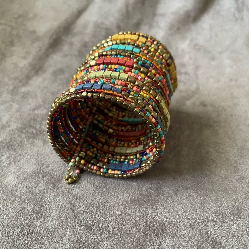 Multicolor beaded cuff bracelet